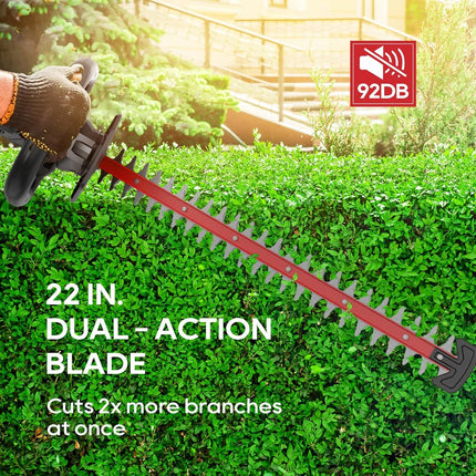 ECOMAX 18V 22-Inch Cordless Hedge Trimmer, Ideal for Pruning Branches in Your Backyard, Garden, Hedge Trimmer with 2.0AH Battery & Charger, ELG06