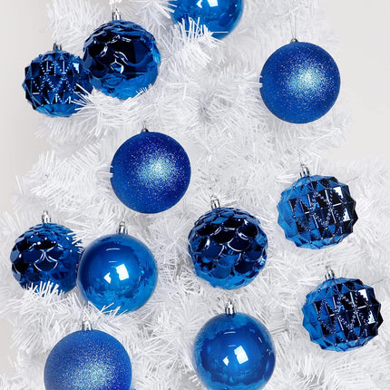 Lulu Home Christmas Ball Ornaments, 20 Ct Pre-Strung Xmas Tree Decorations, Holiday Hanging Balls Blue 3.15"