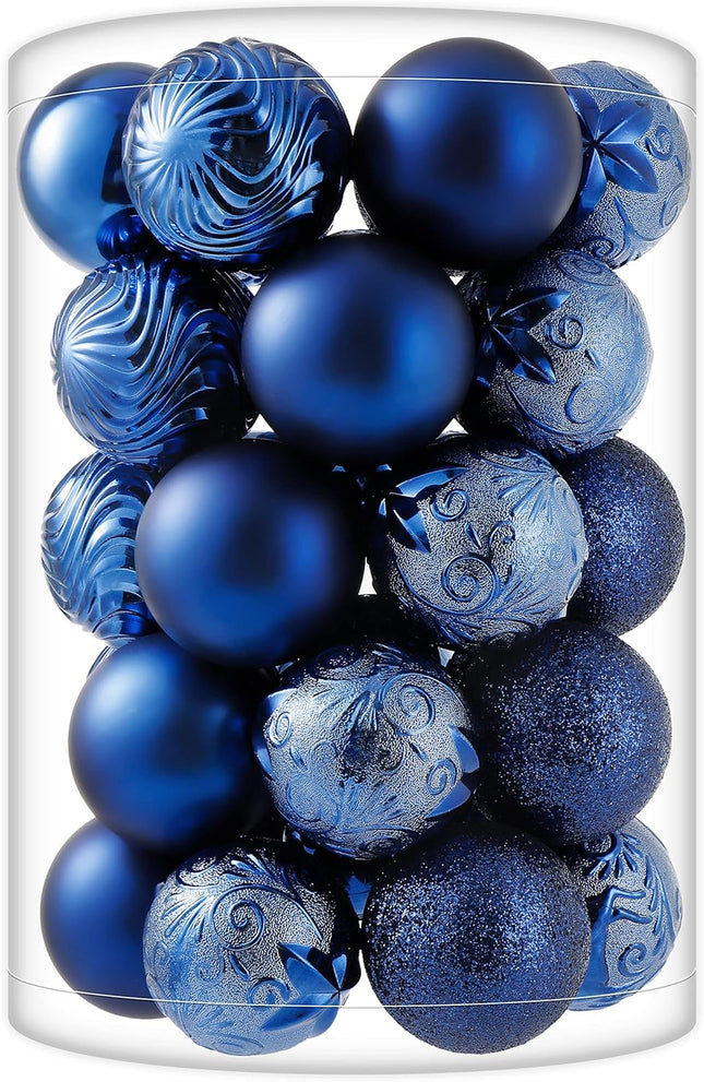 34ct Navy Blue Christmas Ball Ornaments Shatterproof Plastic Christmas Tree Decorations for Xmas Party Home Office Holiday Decor -Medium Size (2.36"/ 60mm)