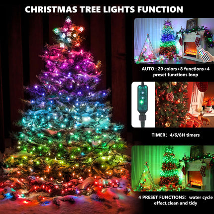 iBaycon RGB Christmas Tree Lights, 540 LED Color Changing Christmas Lights with Multiple Vivid Effect, Waterproof with Remote & Timer, Unique Design Tree Lights for 5ft to 9ft Christmas Trees