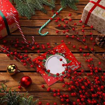 20 Pieces Christmas Artificial Berry Stems for Christmas Tree Decoration 18 Inch Fake Red Berry Picks Twigs Xmas Holly Berry Branches for Crafts Wreath DIY Garland Christmas Home Ornaments Decor
