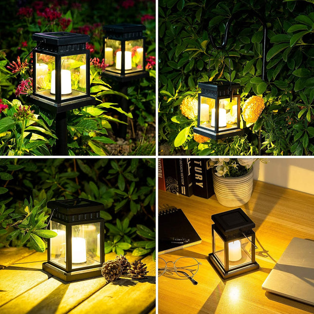Solpex Solar Pathway Lights 8 Pack Led Outdoor Hanging Lanterns Solar Lights With Stake For Walkway, Ip64 Waterproof Decorative