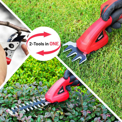 MZK Cordless Grass Shears & Hedge Trimmer, 7.2V Battery Powered Shrubbery Trimmer, 2 in 1 Handheld Grass Clippers, Electric Grass Trimmer Hedge Trimmer, Grass Cutter with Charger