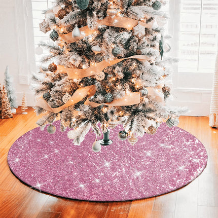 Pink Christmas Tree Skirt, Sequin Sparkly Tree Skirt 36 Inch, Glitter Candy Xmas Tree Mats for Pencil Tree, Pink Fall Christmas Decorations Ornaments