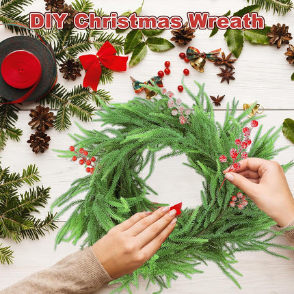 50 Pcs Holly Berry Stems, 8.7" Snow Sprays Artificial Red Berry Stems, Holly Berry Picks for Christmas Tree Fillers Decor, Fake Red Berries for DIY Crafts Wreaths Garland Home Party Winter Decor
