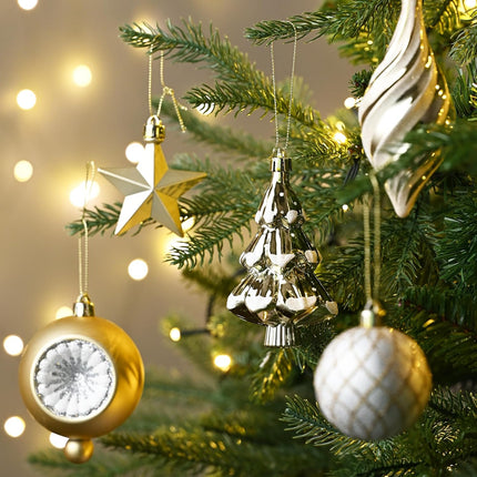 Valery Madelyn Christmas Ball Ornaments, 100ct White and Gold Shatterproof Christmas Tree Decorations Set, Elegant Hanging Ornaments for Xmas Trees Bulk Holiday Decor