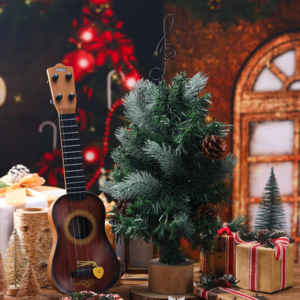 Lenwen Christmas Tree Topper 6.5 Inch Treble Clef Mini Tree Topper Christmas Musical Tree Topper Small Black Wire Tree Topper for Music Themed Christmas Tree Decorations Party Supplies