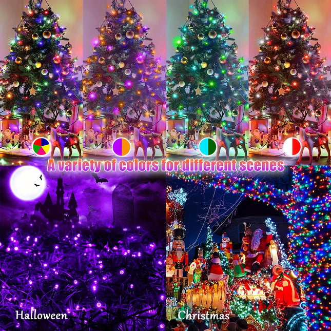 Voolex RGB Christmas Lights 200 Led 66Ft, Decorative Led Color Changing Lights with 24 Modes Remote Control - Waterproof Indoor Outdoor Led Christmas String Lights for Tree, Christmas Decor