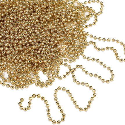 Dilunave 50 ft Christmas Tree Beads Garland Artificial Pearl Garland Chain Decor Plastic Faux Pearls Beaded Trims String Beaded Garland for Xmas Tree Mantle DIY Holiday Decoration Supplies(Gold)
