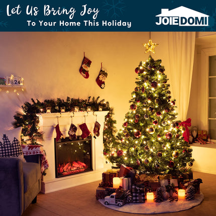 Joiedomi Christmas Tree Toppers, Glitter Gold Star Tree Topper Lighted with Warm White LED Lights for Xmas Tree Decorations, Holiday Party Indoor Decor