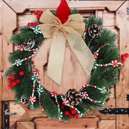 Huwena 4 Pieces 10 Feet Christmas Candy Bead Garlands Peppermint Hanging Christmas Tree Garland Pearl Xmas Tree Bead for Christmas Tree Fireplace Wreath Ornaments