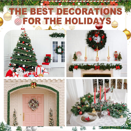 54 Feet Christmas Garland - 3 Stands Artificial Evergreen Garland Soft Greenery Garland Set for DIY Christmas Decoration, Non-Lit Indoor Outdoor Garlands for Stair Railing/Mantle/Holiday/Party Decor