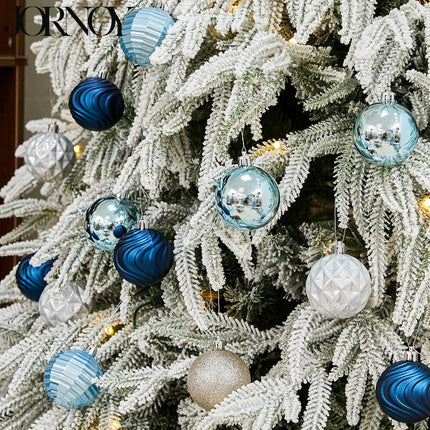 Christmas Ornaments Decorations 30ct Xmas Tree Balls Baubles Sets Decor, Shatterproof, Blue & Silver(2.36in)
