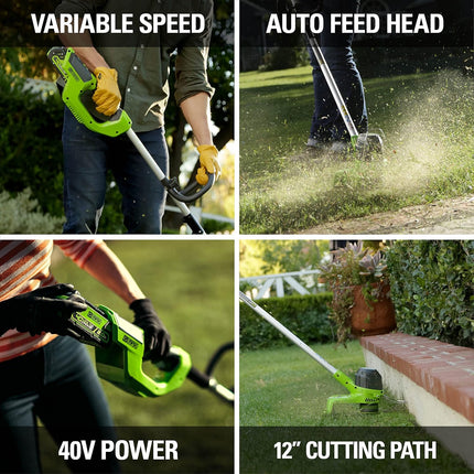 Greenworks 40V 12" Cordless String Trimmer, Tool Only