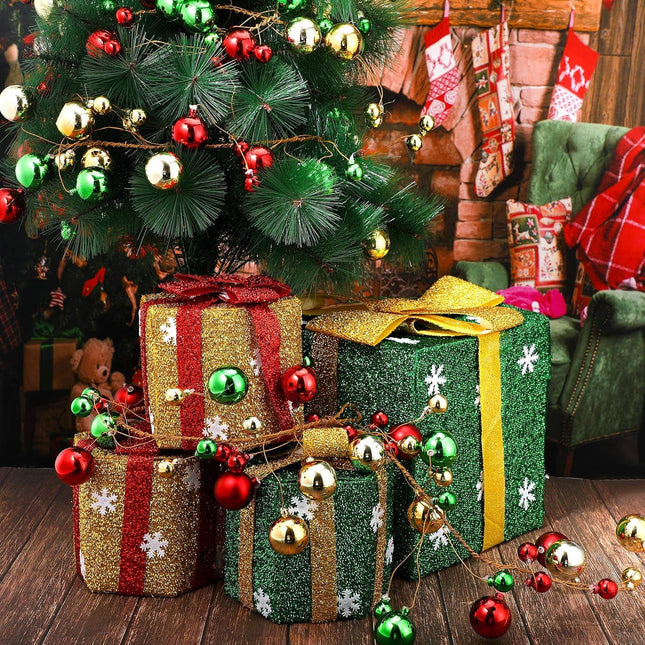 Syhood 9.8 Feet Christmas Ornament Ball Garland Ball Ornament Xmas Tree Balls Hanging Ball Baubles for Christmas Holiday Wedding Party Decoration (Red, Green, Golden)