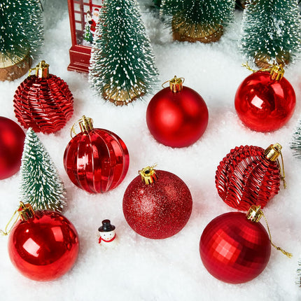 JOIEDOMI 24 Pcs Red Christmas Balls Ornaments Set, 2.36" Christmas Tree Ornaments Shatterproof, Christmas Balls Hanging Decorations for Xmas Tree Wreath Garland Holiday Wedding Indoor Party Decor