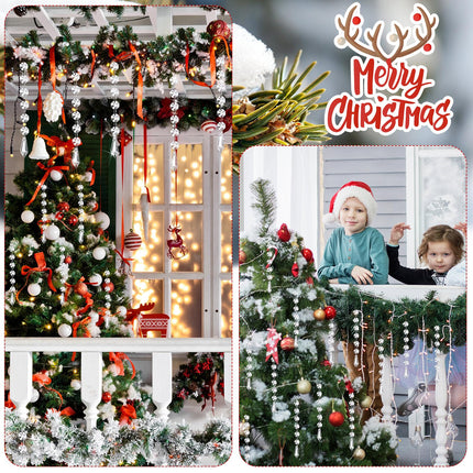 Nuenen 100 Pcs Christmas Hanging Crystals for Centerpieces Chandelier Clear Crystal Garland Strands Ornament Acrylic Clear Beads Prisms Pendant for Christmas Tree Window Home Decoration(Icicle)