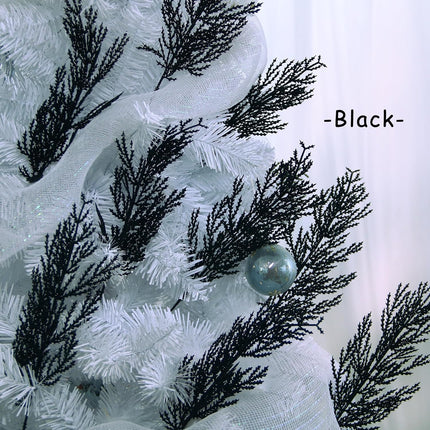 Felice Arts 6 Pack Artificial Flat Black Glitter Pine Needles 13" Fake Decorative Glitter Sticks for Halloween Vase Christmas Tree DIY Wreath Crafts Fireplace Decor