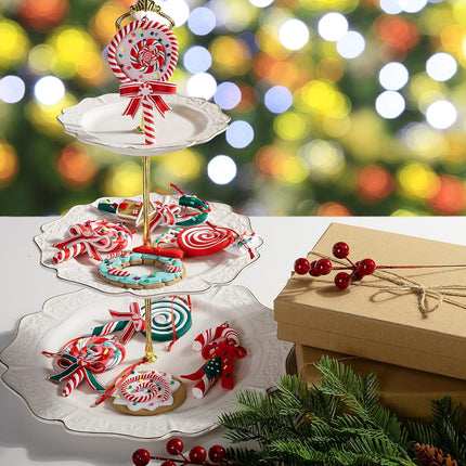 moonoom 9pcs Christmas Lollipop Ornament,Christmas Candies Polymer Clay Ornament,Xmas Decor Candy Cane Hanging Decorations,Sweets Candy Pendant Xmas Tree Party Supplies (Lollipop)
