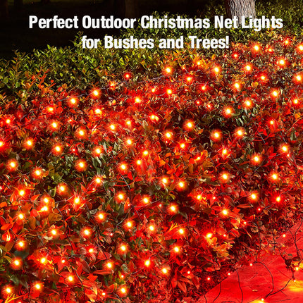Led Red Christmas Net Lights Outdoor Christmas Bushes Lights 120Led 6ftx5ft, Connectable Outdoor Indoor Christmas Mesh Net Lighting for Holiday, Garden, Shrubs, Trees, Bushes Decorations