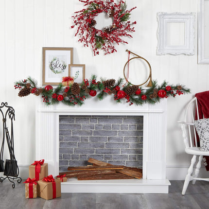 Nearly Natural 6ft. Apple, Berries and Pinecone Artificial Garland