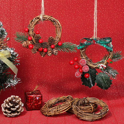 Ruisita 24 Pieces Grapevine Wreaths Vine Branch Wreath Natural 3 Inch Christmas Rattan Wreath Garland Decoration for Christmas Holiday Craft or Wedding Supplies
