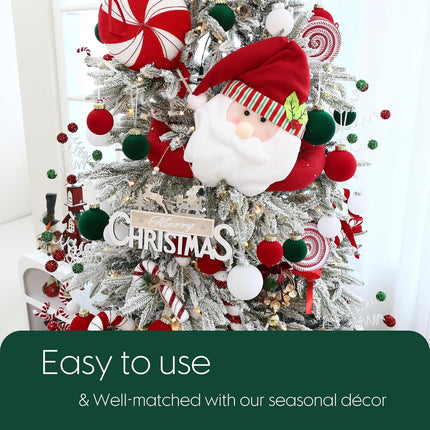 Sea Team 25-Pack Flocked Velvet Christmas Tree Ball Ornaments Set, Decorative Hanging Baubles, Shatterproof Plastic Decorations for Xmas Tree, Wreath, Garland, 60mm/2.36 Inches, Elf
