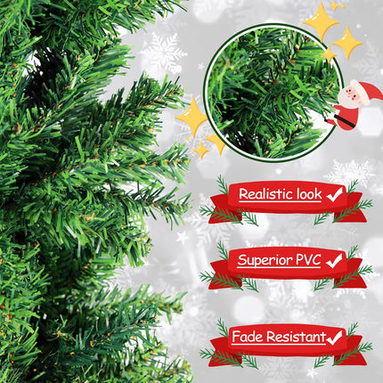 Suunyglade 5.5FT Green Artificial Christmas Tree, Premium Hinged Pine Tree with Solid Foldable Metal Legs, Pencil Shape Christmas Tree Perfect for Home, Shops and Holiday Decoration