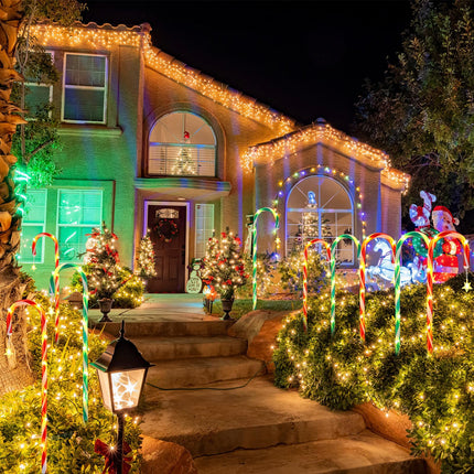 24 Pack 28'' Christmas Candy Cane Lights Christmas Pathway Markers Lights Outdoor Decorations Xmas Stake Lights for Yard Lawn Holiday Party Walkway Patio Garden Decor (Red and Green)