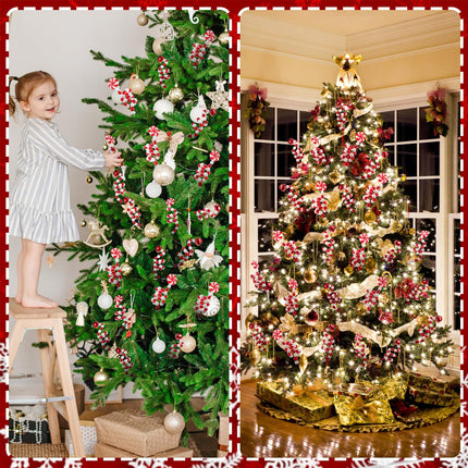 Bencailor 30 Pcs Christmas Tree Picks Red White Candy Cane Curly Pick 8.66 Inch Lollipop Christmas Bells Decoration Xmas Tree Topper for Home Vase Filler Wreath DIY Craft Holiday Party Decor