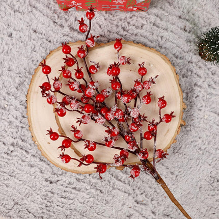 winemana 3 Pack 17 in Large Red Berry Picks, Artificial Christmas Berries Stems with Ice Snow Long Pomegranate Berry for Crafts Garland Home Party Christmas Decoration