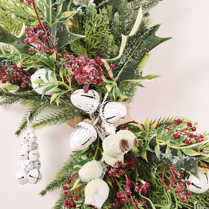 TINGE TIME Christmas Decoration Artificial Flowers Combo, 36pcs DIY Pine Needle, Bell, Berry Set for Xmas Tree Fireplace Staircase Wall Home Decoration (Bell & Pine Needle)
