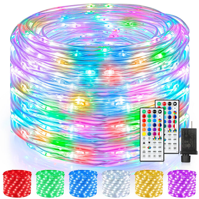 Mlambert 164Ft Multicolor LED Rope Lights with 500 LEDs, 8 Modes 17 Colors RGB Remote Fairy String Lights Waterproof Dimmable for Halloween Christmas
