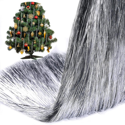 14000 Piece Christmas Icicle Tinsel Foil Fringes Tinsel Birthday Tinsel Curtain Strand Icicle Tinsel Christmas Tree Tinsel Decoration for Christmas Holiday Decor Birthday Supplies (Silver)