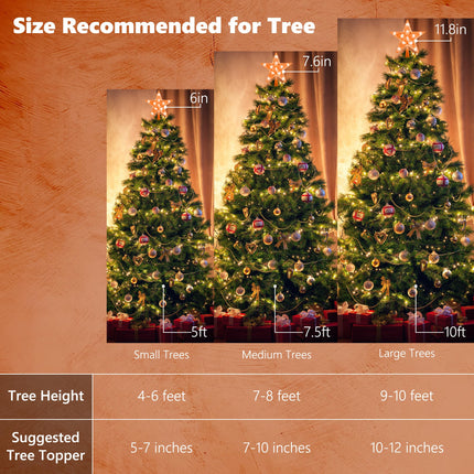 Brizled Small Star Tree Topper, 7.6" 11 LED Lighted Christmas Tree Topper, Color Changing Solid/Flash Treetop w/Remote, Battery/USB Powered Xmas Tree Topper, RGB Tree Top for Christmas Tree