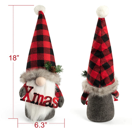 D-FantiX Christmas Gnomes Decorations, 2 Pack Handmade Tomte Swedish Gnome Scandinavian Figurine Nordic Large Gnomes Plush Christmas Elf Doll Xmas Joy Decor Ornaments Home Decor Valentines Day