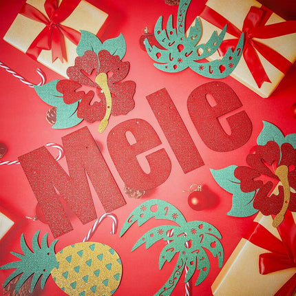 3 Pieces Mele Kalikimaka Banner Hawaiian Christmas Garland Glittering Winter Holiday Party Banner Decor Supplies Mantle Family Home Pre-Strung Decor
