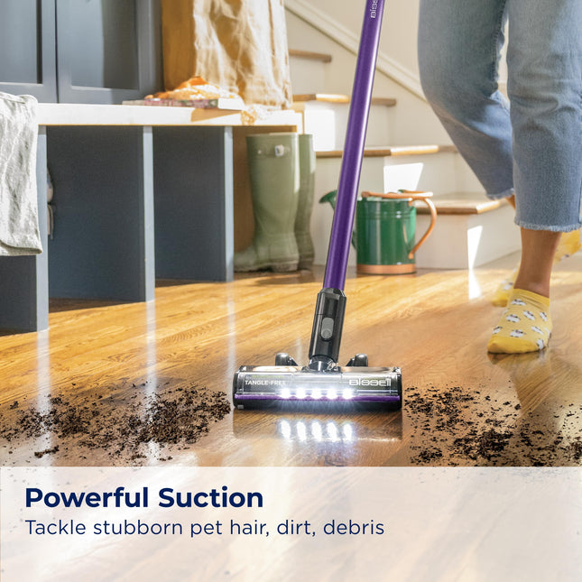 Bissell Cleanview Xr Pet 300W Lightweight Cordless Vacuum W Removable Battery, 40Min Runtime, Deepcleaning Furbrush & Tangle Brush Roll, Led Lights, Xl Tank, Dusting & Crevice Tool, Wall Mount