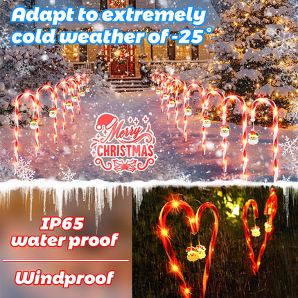 Solar Christmas Lights Outdoor Decorations: Candy Cane Light Waterproof for Yard Outside Decor - Santa Claus Xmas Garden Lighted Tree Pathway Lawn Patio House Decorative 12Pack