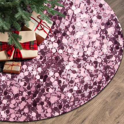 Pink Candy Tree Skirt, Small Sequin Christmas Tree Skirt 36 Inch, Xmas Sparkly Candy Tree Mats for Christmas Tree, Pink Christmas Decorations Ornament