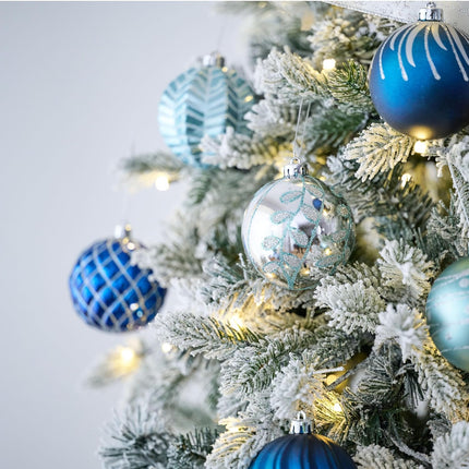 Valery Madelyn Christmas Ornaments Set, 16ct Navy Blue and Silver Shatterproof Fall Christmas Tree Decorations Ball Ornaments Bulk, 3.15 Inches Elegant Hanging Ornaments for Xmas Trees Decor