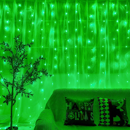 304 LED Curtain Lights,8 Modes Hanging Wall Lights Outdoor,Plug in Fairy Curtain String Lights for Window,Ceiling,Party Backdrop,Wedding,Christmas,Halloween,Bedroom Decor(Green)