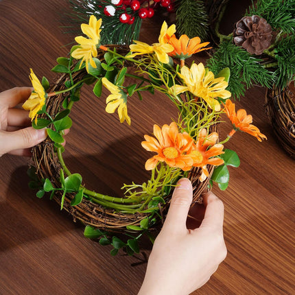 Grapevine Wreath Set, Marrywindix 6 Pieces Natural Vine Branch Wreath Christmas DIY Rattan Wreath Garland for Christmas Holiday Craft Wedding Decor (8 in.)