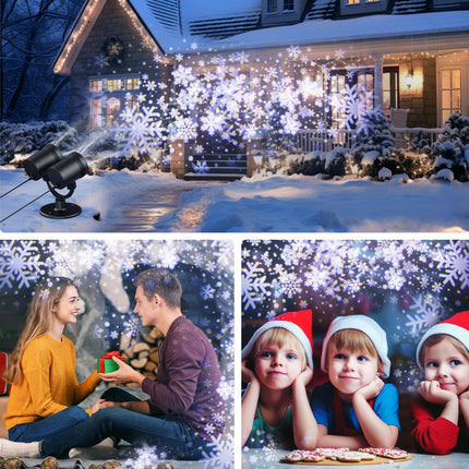 Christmas Projector Lights Outdoor, Double Head Snowfall LED Lights Waterproof, Outdoor Christmas Snowflake Projector Lights with Timer for Xmas Holiday Party, Patio, Garden Decoration