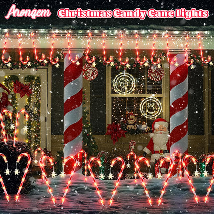 Solar Christmas Lights Outdoor Decorations: Candy Cane Light Waterproof for Outside Yard Decor - Snowflake Red Xmas Garden Lighted Patio Tree Pathway Lawn Decorative 12 Pack