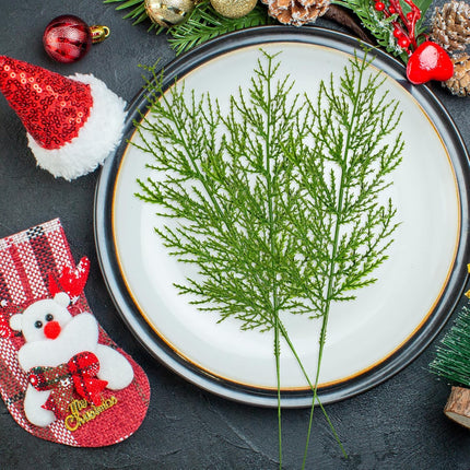 40 Pcs 14-Inch Artificial Greenery Stems, Christmas Picks, Pine Tree Decor Branches, Realistic Faux Cedar Pine Sprigs for Holiday Floral Arrangements, Wreaths, Craft DIY and Home Xmas Decorations