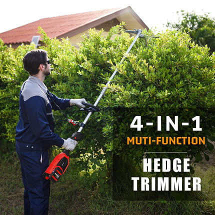 GREENFORK 40V 4-in-1 13.4" Cordless String Trimmer & 3T Brush Cutter with Pole Saw and Hedge Trimmer, 2 x 2AH Battery and Charger Included(2 x 20V)