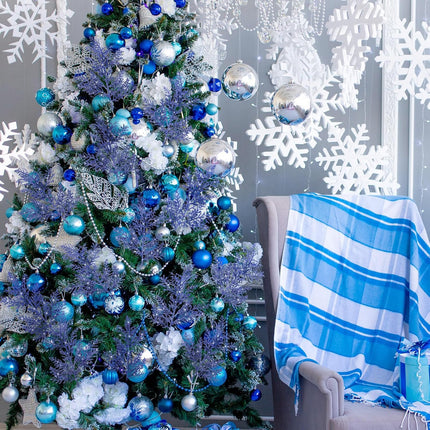 Cindeer 100 Pcs Christmas Tree Picks Sprays 10.24 Inch Glitter Artificial Pine Leaves Cedar Stems Faux Pine Needles Greenery Cedar Branches Ornament for Home Garland Wreath Winter Decor(Blue)