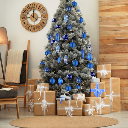 Prextex Christmas Tree Ball Ornaments - Blue Christmas Ornaments Set for Christmas, Holiday, Wreath and Party Decorations (24 pcs - Small, Medium, Large) Shatterproof