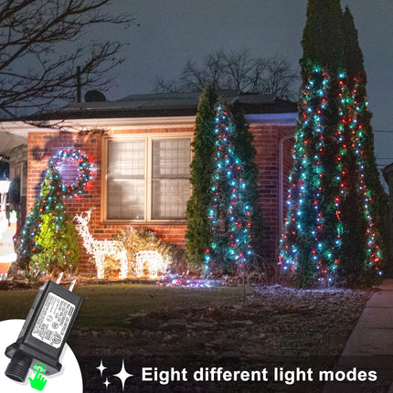 120 LED Red and White Christmas Lights Outdoor, 40ft Christmas String Lights 8 Modes Red White Led Lights Clear Wire, Plug in Waterproof Twinkle Fairy Lights for Bedroom Christmas Decorations